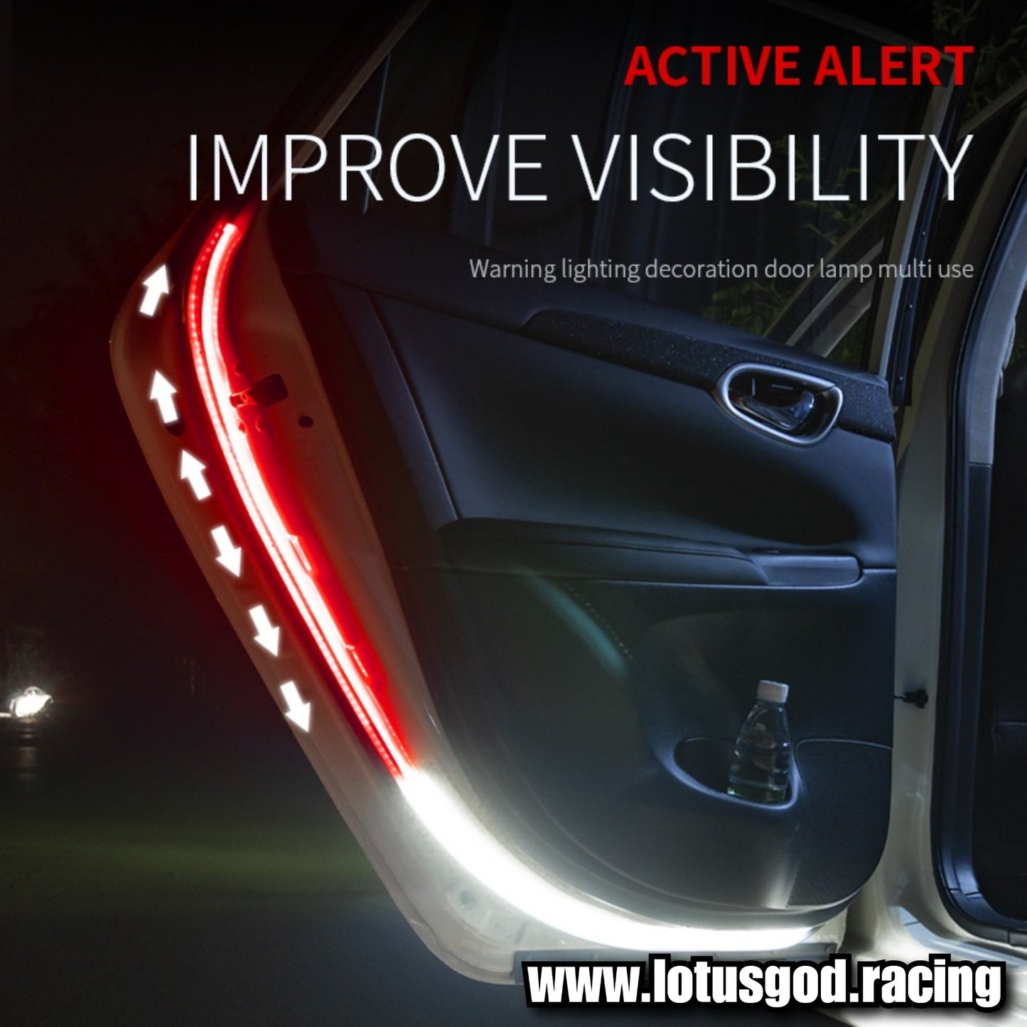 120cm 12V Super Red White Sequential Scan Mode Bright Led Door Light Car Hood Bonnet Strip Interior Ambient Neon Lamp (1 Strip)