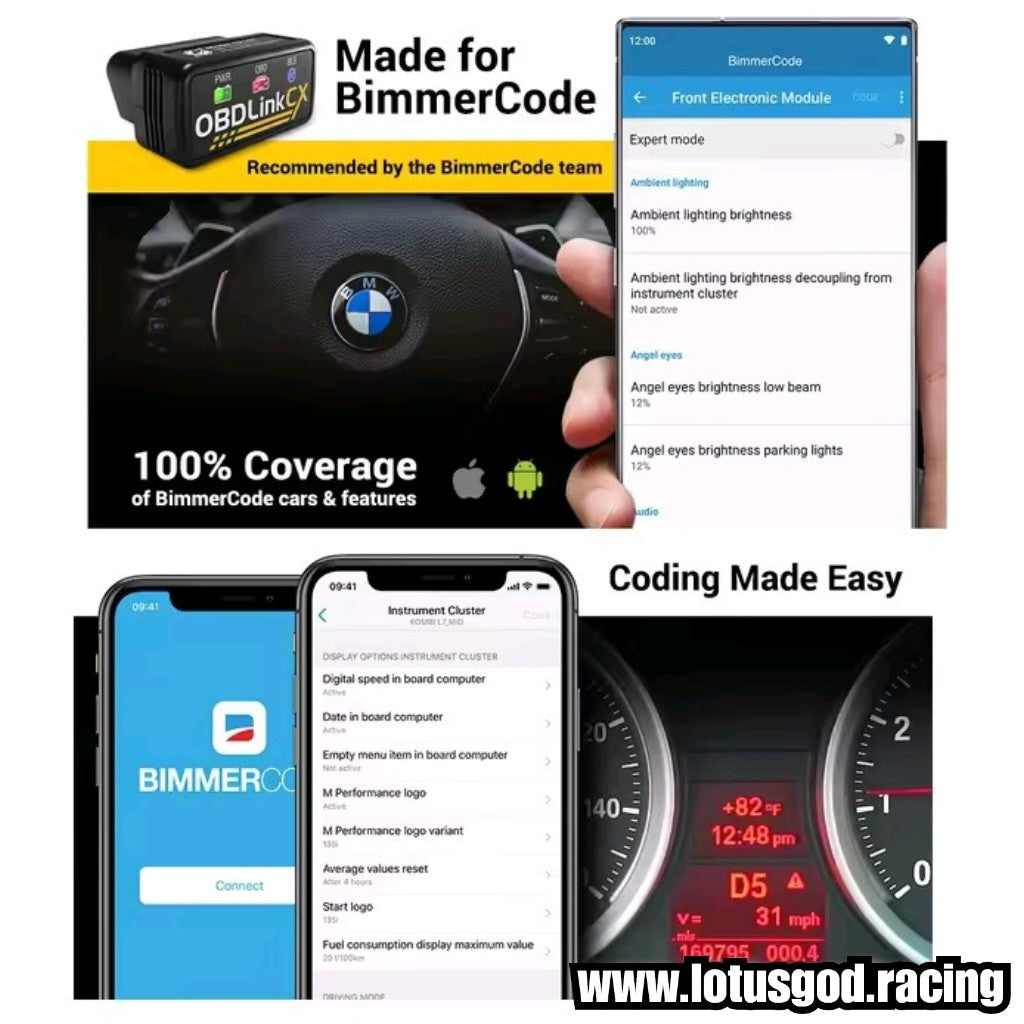 OBDLink CX BimmerCode Bimmerlink Bluetooth 5.1 BLE OBD2 Adapter – OBD Link Optimized For BMW & Mini Above 2008 On Hp Android IOS IPhone Apple