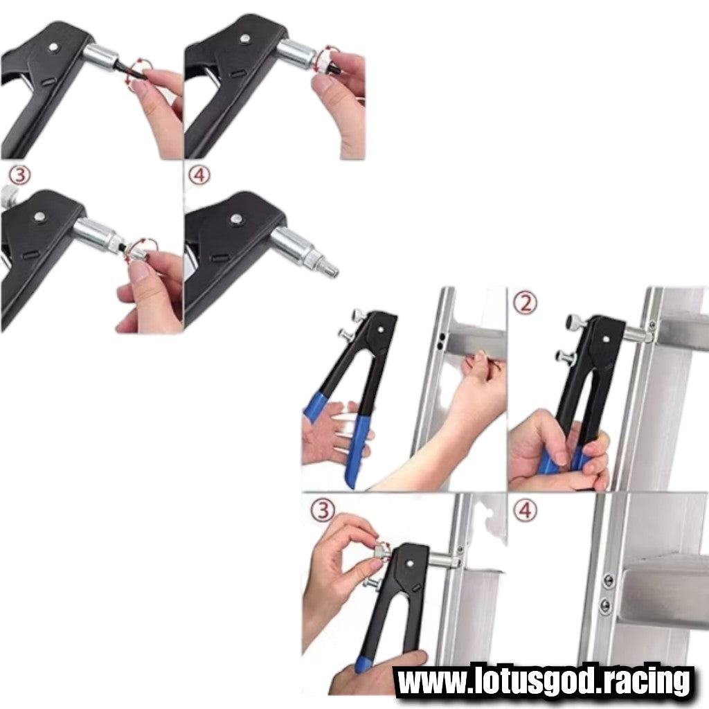 Riveter Blind Tool Gun + M3 - M8 Threaded Insert Rivot Nail Nut Set