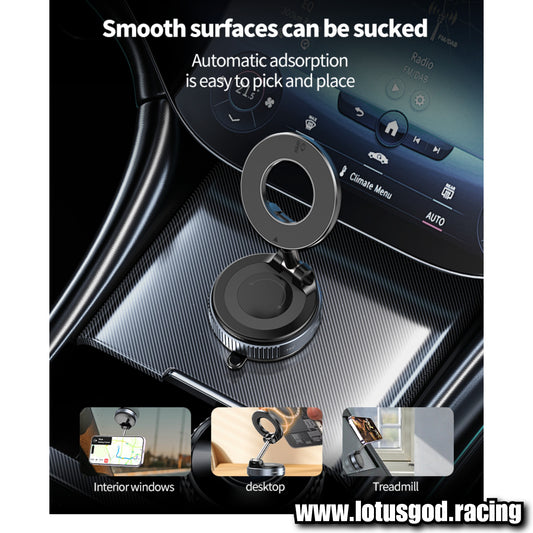 Universal Manual Twist Strong Suction 360 Degree Suction Foldable Magnetic Phone Holder For MagSafe Dashboard Magnet Car Mount for iPhone Android Handphone Etc