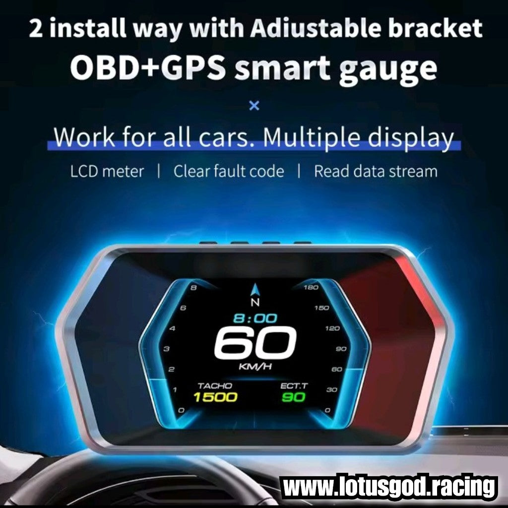 OBD2 + GPS HUD OBD 2 Head Up Virtual Turbo Speed Display HUD On Board Computer Digital Speedometer Slope Meter Auto Car Electronic Accessories