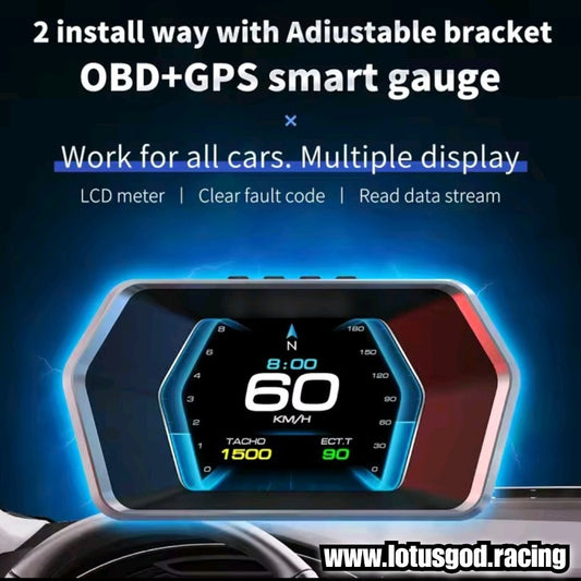 OBD2 + GPS HUD OBD 2 Head Up Virtual Turbo Speed Display HUD On Board Computer Digital Speedometer Slope Meter Auto Car Electronic Accessories