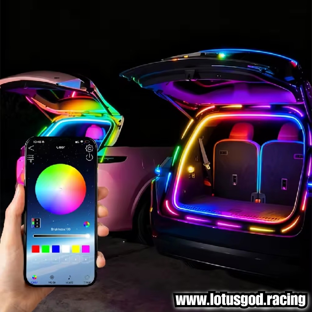 Universal 5V RGB IC 4 Meters Dream Neon Rgbic Strip Led Light Weatherproof Flexible Ribbon Tape With App Bluetooth Remote Control For Car Boot Trunk Home Decorations Etc