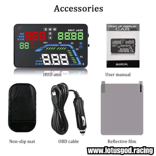 Universal Car Head-Up Display (HUD) GPS Speed Meter & Digital Speedometer – Cigarette Lighter Plug & Play