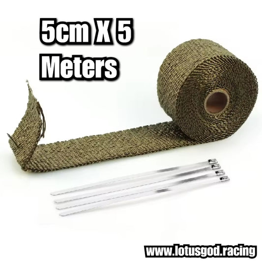 2.5cm | 5cm X 5 Meters High Performance Extreme Thermal Heat Wrap Shield For Headers Turbo Manifold Downpipes and Car Full Exhaust System Bikes Motorcycle Truck Scooter Lorry Truck Etc