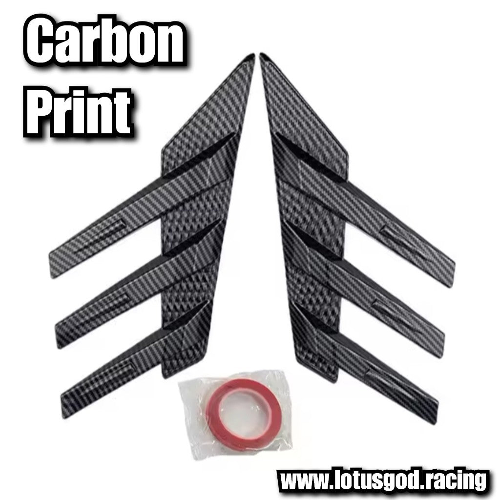 2 X New Universal Front Rear Car Windshield Side Spoiler Trim Side Vents  Window Louvers Exterior Bumper Lip Air Vent Trim Canards Splitter Fender 3 Fin Black | Carbon Fiber Print