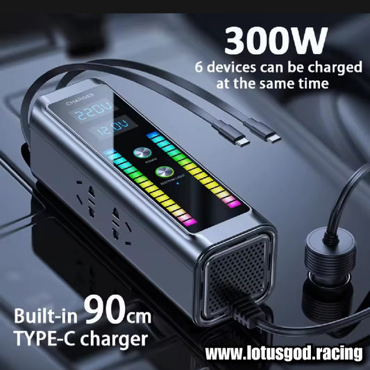 300w Cigarette Socket Power Inverter 4 in 1 220V Super Fast Charging USB Type C 12V | 24V Universal Multifunctional High Power Intelligent Car Invertor Converter Mobile Phone Charger