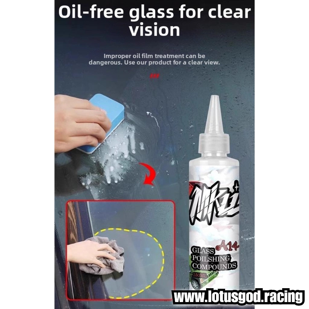 Car Window Glass Polishing Agent & Oil Film Rain Stain Remover | Anti-Smudge & Wiper Noise Reduction 150ml
