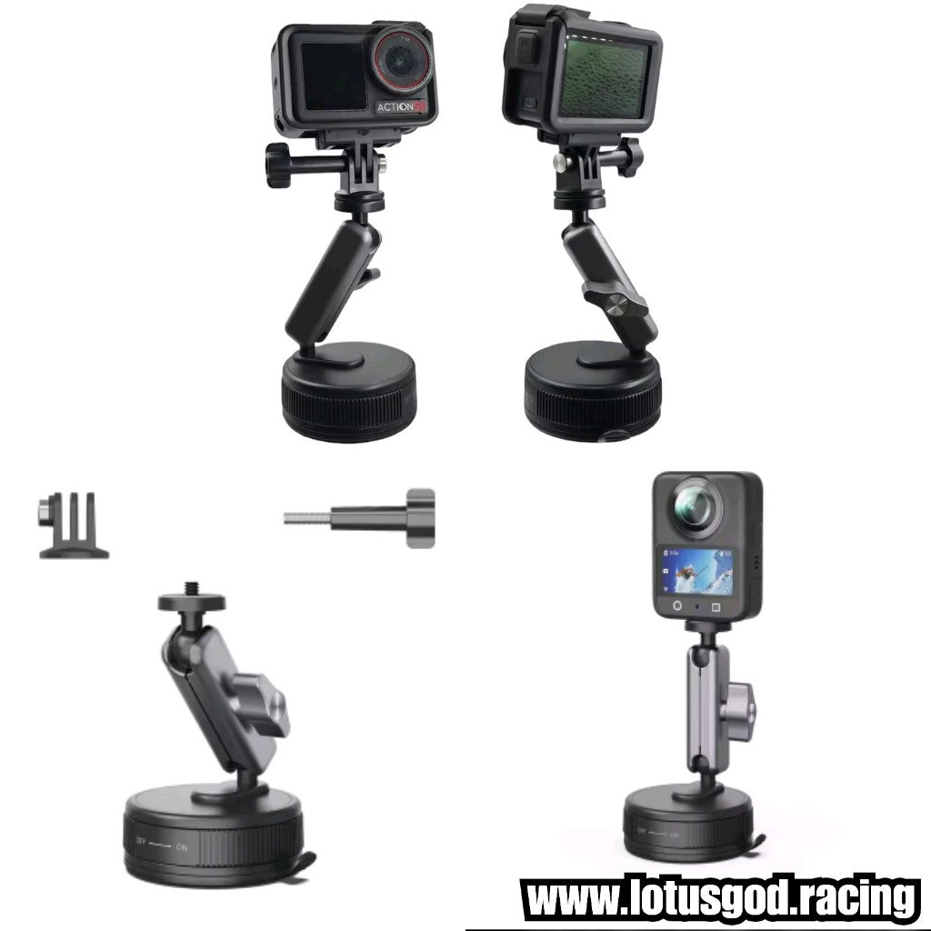 Heavy Duty Vacuum Suction Cup Mount For Dji Gopro Action Cameras & Insta360 | 360° Adjustable Dual Ball Head Cam Holder