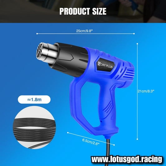 2000W 2 Temperature Settings 60-600°C Thermal Heat Gun Blower + 3 Nozzles Hot Air Tool Kit For DIY Shrink PVC Tubing Wrapping Crafts UK Plug