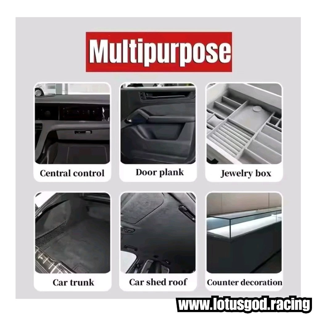 Premium Suede Adhesive Wrap Sticker 4 Way Stretch Luxurious Alcantara Style Fabric For Car Dashboard Interiors & DIY Crafts 100cm X 150cm