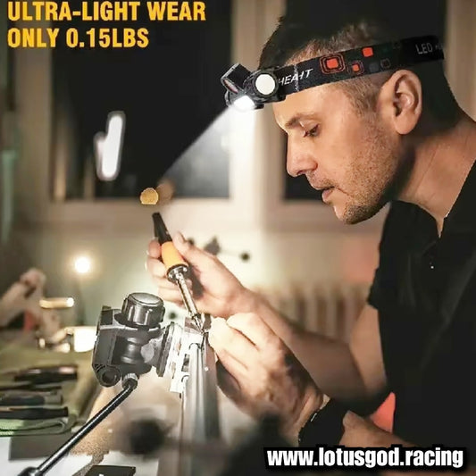 Head Strap Forehead Light Ultra Bright Dual LED Magnetic Headlamp | Rechargeable & Weatherproof For Car House Repair Etc