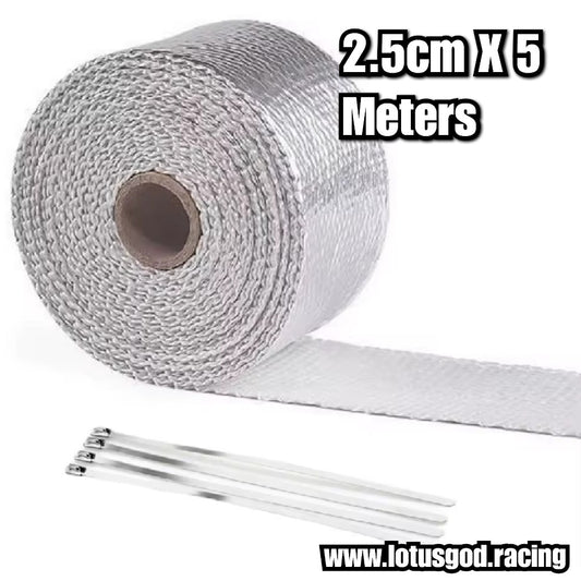 2.5cm | 5cm X 5 Meters High Performance Extreme Thermal Heat Wrap Shield For Headers Turbo Manifold Downpipes and Car Full Exhaust System Bikes Motorcycle Truck Scooter Lorry Truck Etc