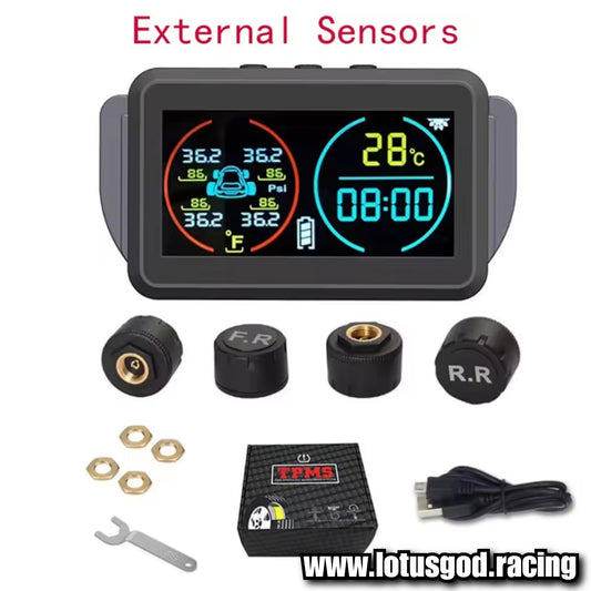 Tpms Wireless Solar Power Rechargeable USB LED Internal | External Tyre Pressure Monitoring System for Real Time Detection