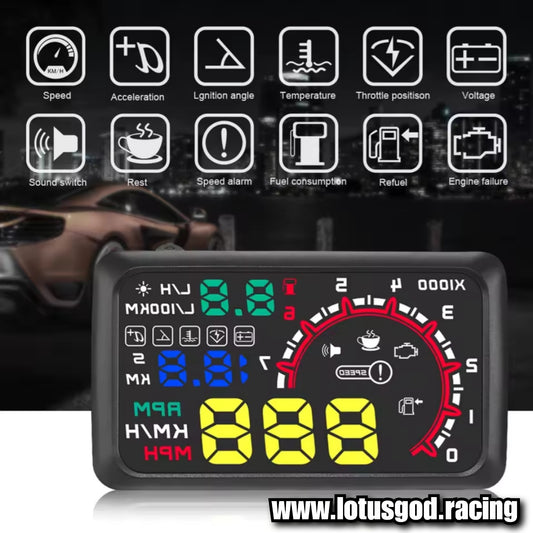6'' Inch Big Display OBD2 Hud Head Up Obd Display A8 VSD Digital Speedometer Windscreen Speed Glass Projector With Speed Water Temp RPM Alarm Etc