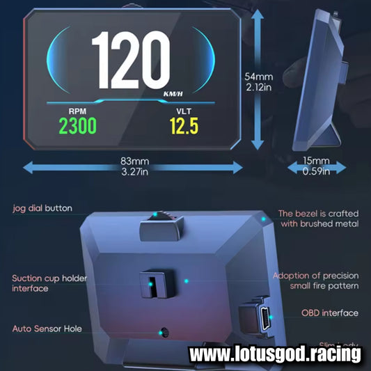 Obd2 Head Up Display HUD GPS Auto VSD Smart Car On Board Computer Gauge Speed Alarm Water Temperature Rpm Turbo Boost Meter