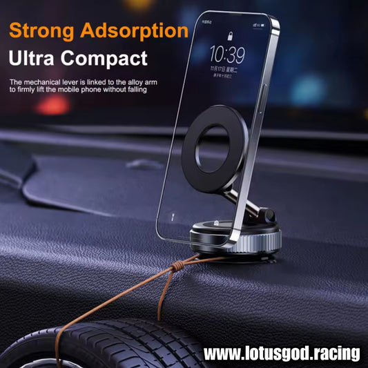 Universal Manual Twist Strong Suction 360 Degree Suction Foldable Magnetic Phone Holder For MagSafe Dashboard Magnet Car Mount for iPhone Android Handphone Etc