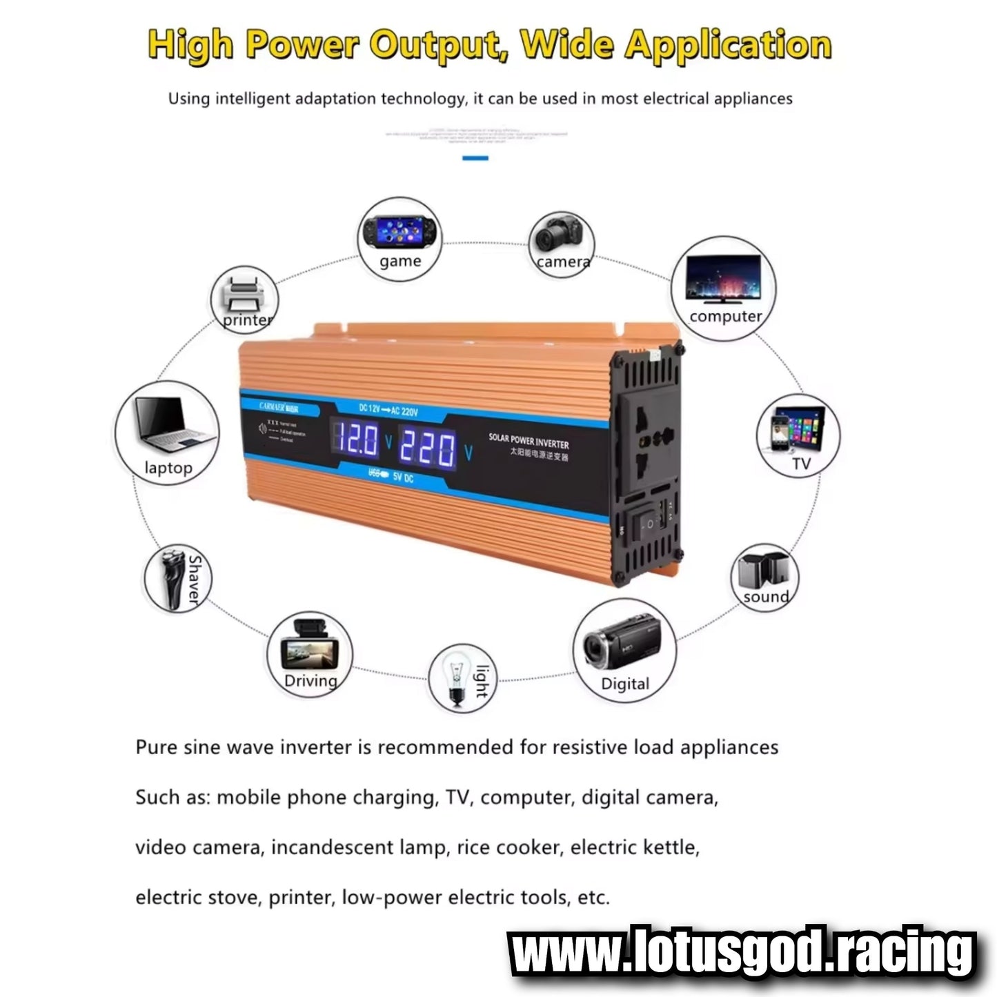 6000W Cigarette Socket Lighter + 12 Volt Cable Inverter 12V To 220V Plug Voltage Converter + USB | EU/UK/AU/Universal Socket Auto Car Accessories