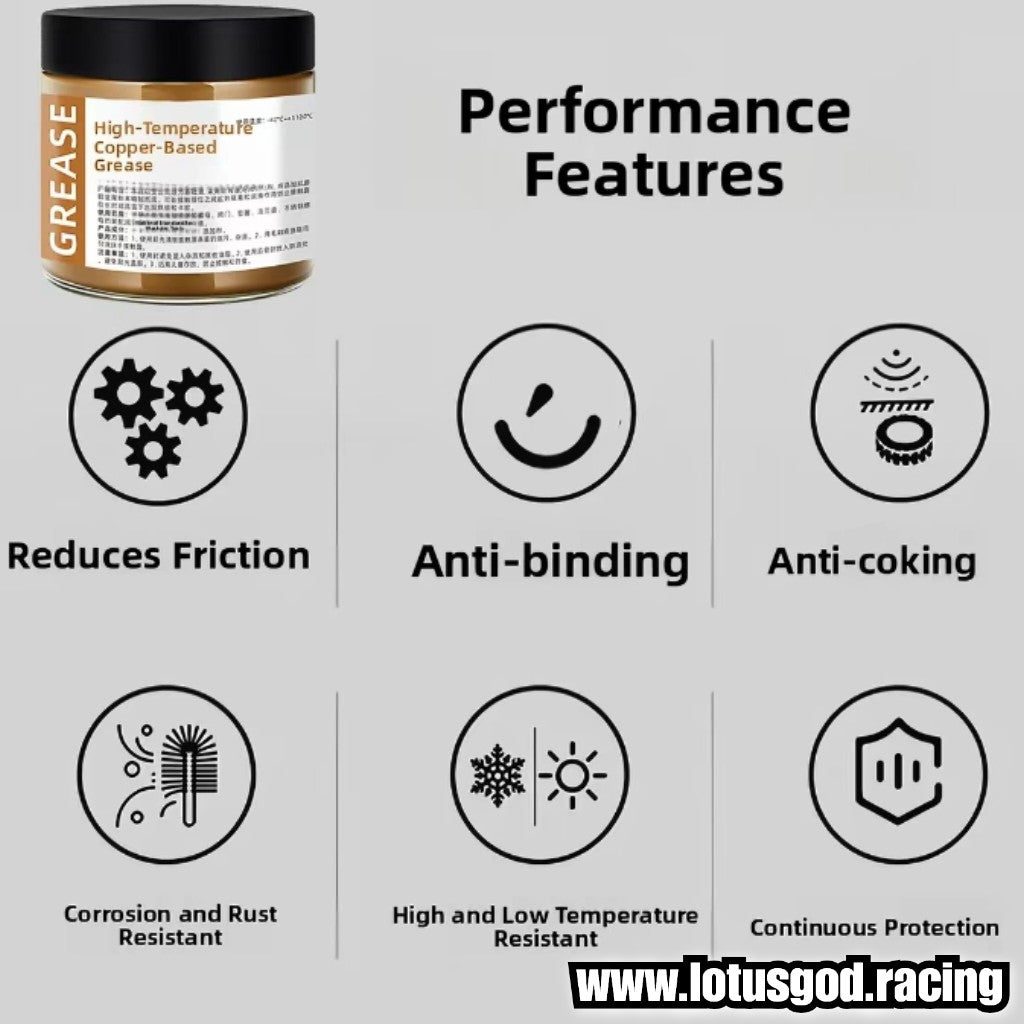 Premium High Temperature Copper Anti-Seize Grease 1100 Degree Thermal Resistance Anti-Binding Rust & Corrosion Protection + 1 Brush (120g)