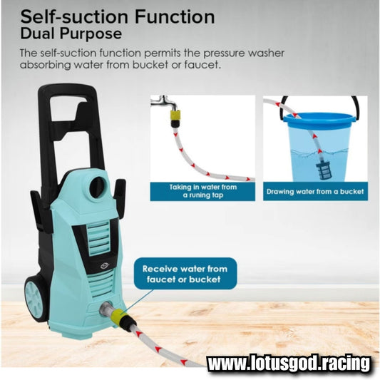 1400w Wired 140 Bar Tiffany Light Blue Booster Portable Water Jet High Pressure Wash Machine Spray Gun Cleaner Tool + Snow Foam Bottle Set