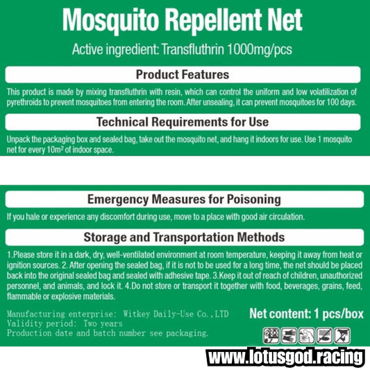 Very Effective Mosquito Repellent Net Long Lasting Hanging (100 Days Protection) – Odorless & Safe Indoor Mosquito Control (1 Piece)
