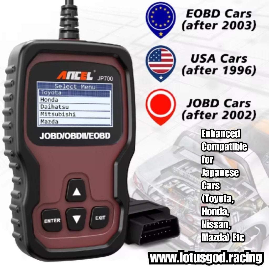 Wired OBD EOBD JOBD OBD2 JOBD EOBD Diagnostic Scanner Engine Check Light Clear Error Tool – Enhanced Compatibility for Japanese Cars (Toyota, Honda, Nissan, Mazda) – Scan Read & Erase Fault Codes