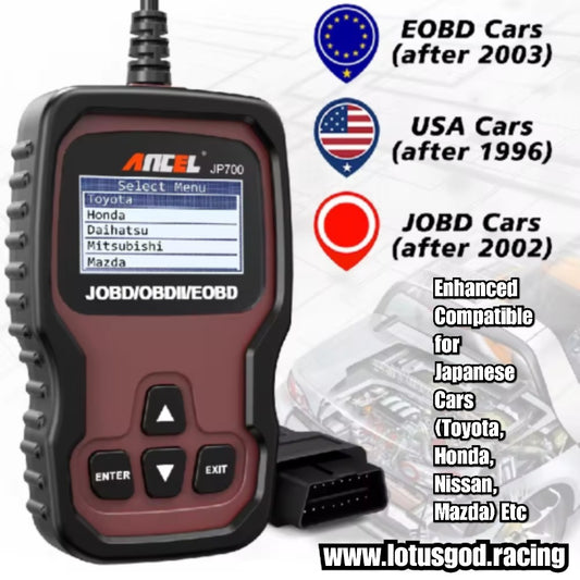 Wired OBD EOBD JOBD OBD2 JOBD EOBD Diagnostic Scanner Engine Check Light Clear Error Tool – Enhanced Compatibility for Japanese Cars (Toyota, Honda, Nissan, Mazda) – Scan Read & Erase Fault Codes