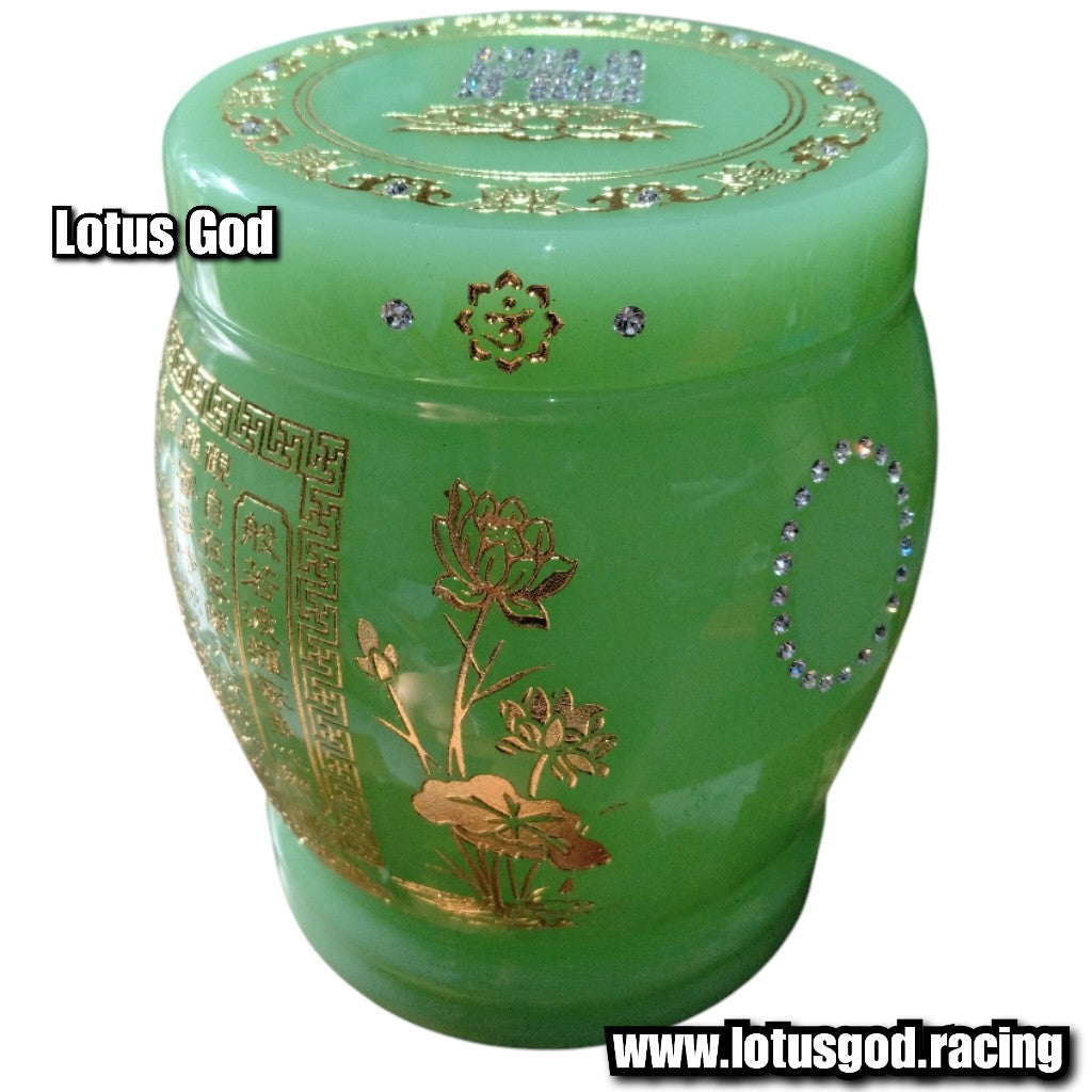 Urn Cremation Ash Keepsake Memory Jar Cinerary In Elegant Lotus Scripture Light Green Glass Jade