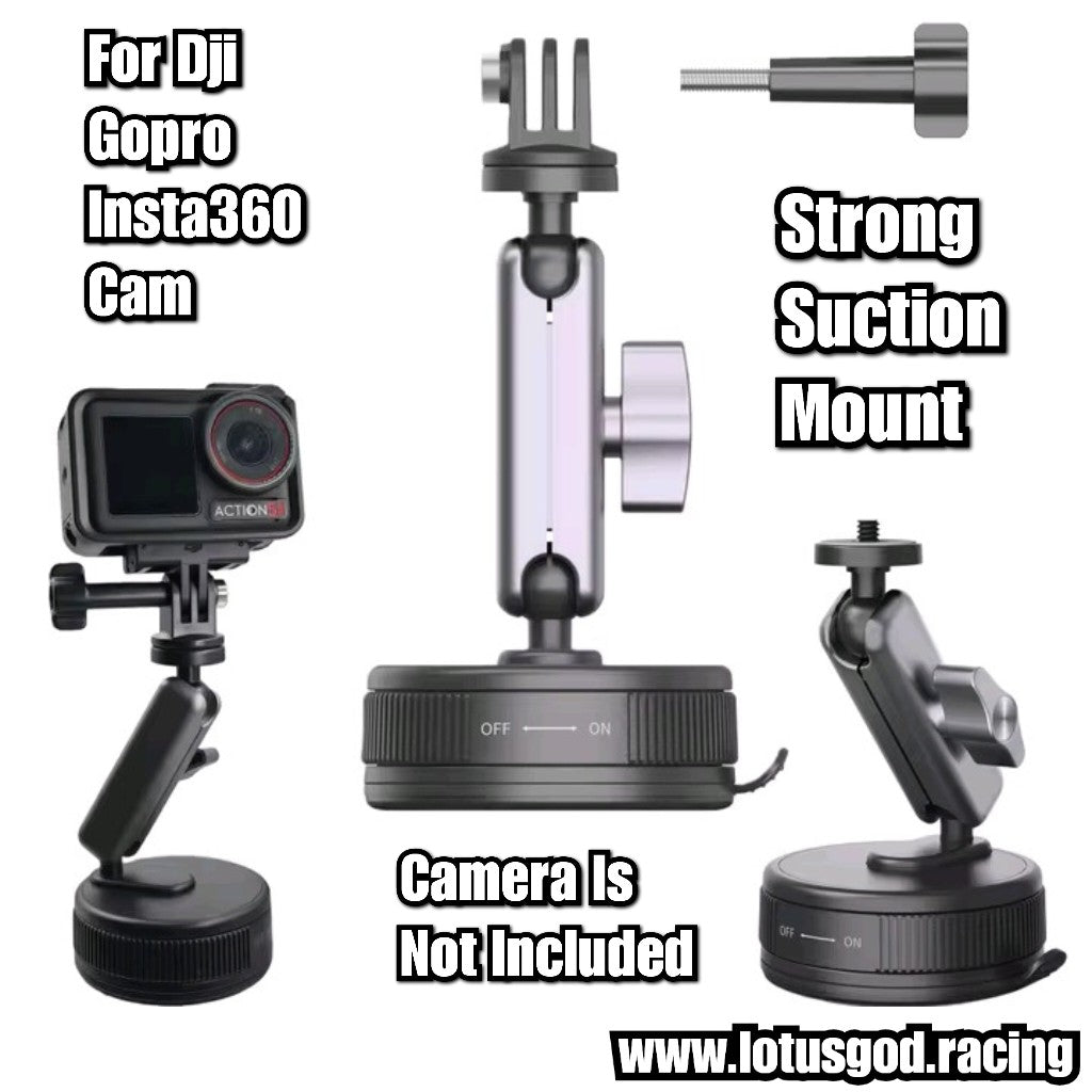 Heavy Duty Vacuum Suction Cup Mount For Dji Gopro Action Cameras & Insta360 | 360° Adjustable Dual Ball Head Cam Holder