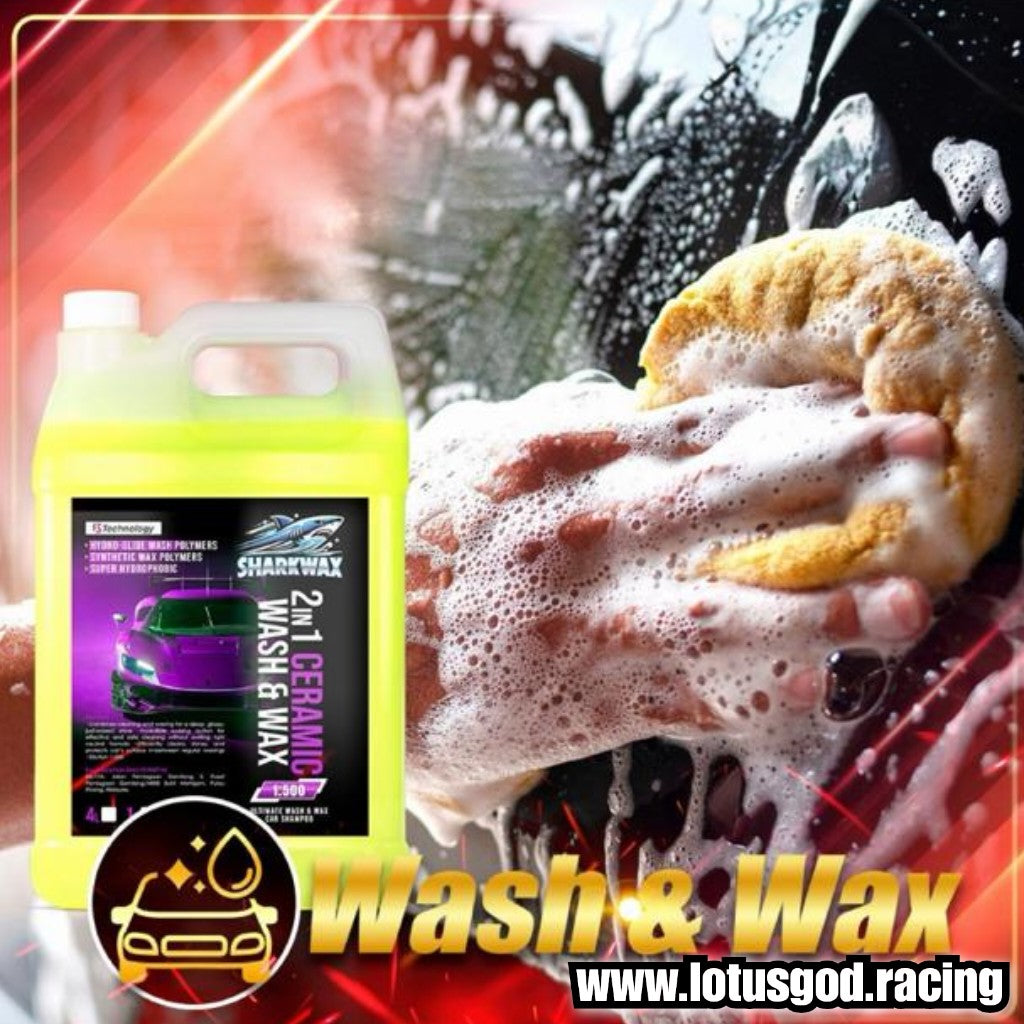 2 In 1 Ceramic Wash & Wax 4 Liter Thick Yellow Nano Tech Wash + Wax & Shine Car Wash Cleaner Ultra-Concentrated 1:500 Formula Foam Shampoo For Motorcycle Car Lorry Van Pick Up Etc 4000ml