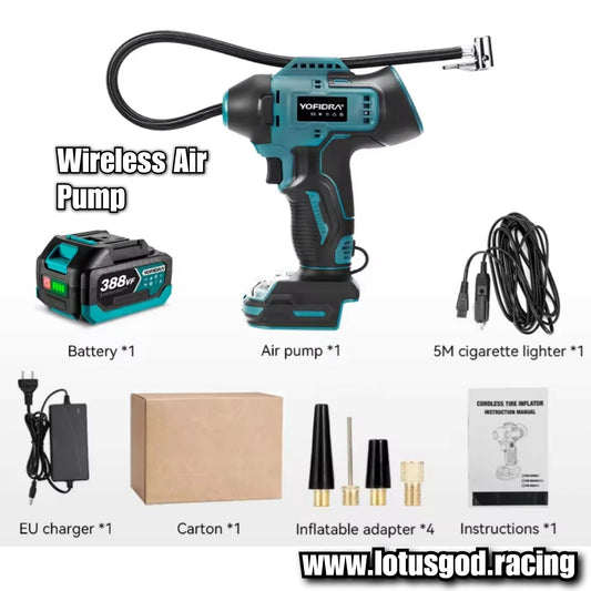160psi Wireless Electric Air Pump Tire Inflator High Pressure Digital Display Multifunction Car Motorcycle Cordless Air Compressor Tool + 1 388vf 18V Battery