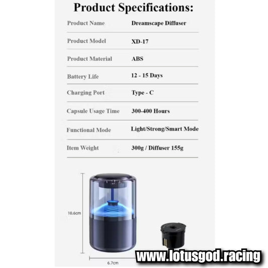 Rechargeable Auto Cloud Aroma Automatic Air Diffuser Mist Bomb Smart Aromatherapy Air Freshener Perfume Fragrance For All Vehicle Car Etc