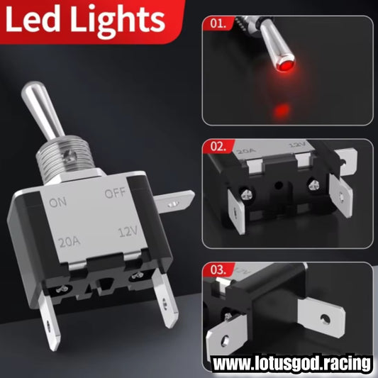 12V Racing Car Ignition 1 Flip Up Down On Off Red Led Switch Aluminum Control Panel For All Dashboard