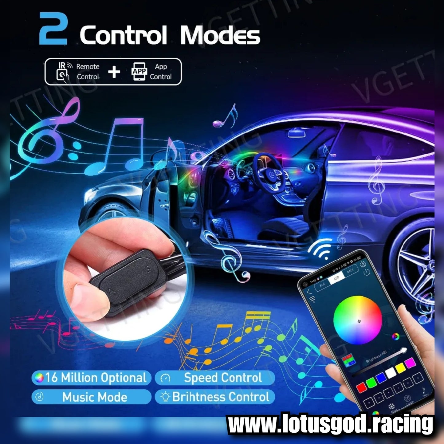 18 In 1 App RGB Super Smooth Dream Rainbow Ambient LED Strip Light Dashboard Glove Box Foot Door Panel Handle Passenger Front Speaker Storage Universal For All Vehicle Cars