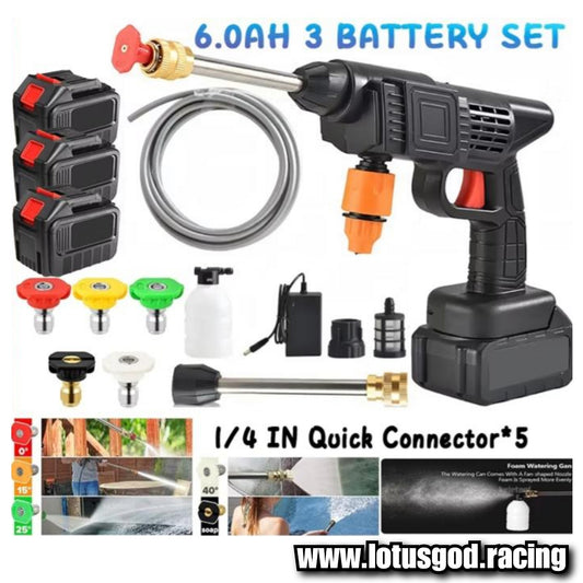 Wireless Portable Bucket Water Jet High Pressure Car Motorcycle Wash Machine Spray Gun Cleaner Tool For Pail Suction + Rechargeable 3 6ah Battery