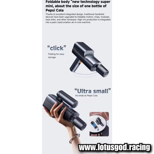 Folding Wireless Portable Bucket Water Jet 18 Bars High Pressure Wash Machine Spray Gun Cleaner Tool For Pail | Bottle Suction + Charger + Foam Bottle + Black Carrying Case Box