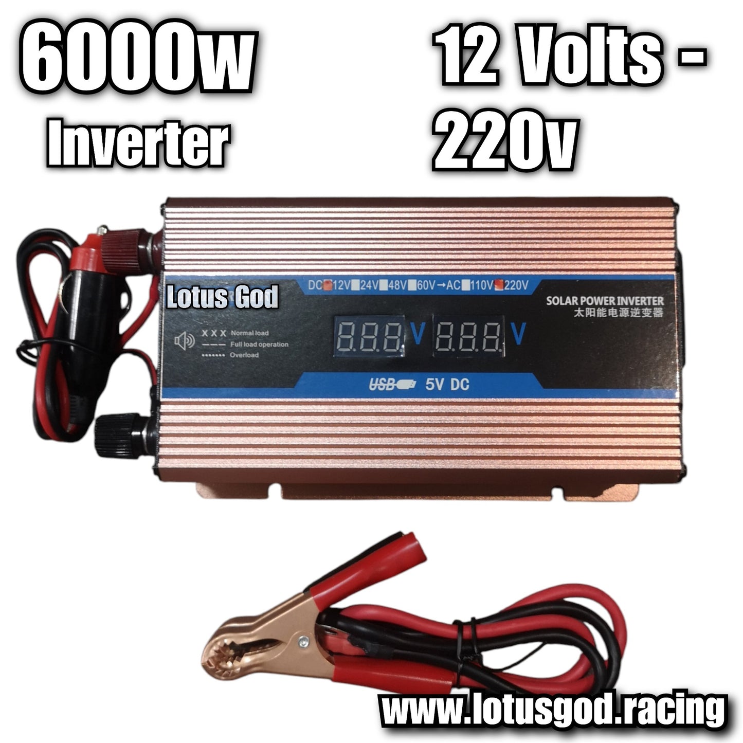 6000W Cigarette Socket Lighter + 12 Volt Cable Inverter 12V To 220V Plug Voltage Converter + USB | EU/UK/AU/Universal Socket Auto Car Accessories