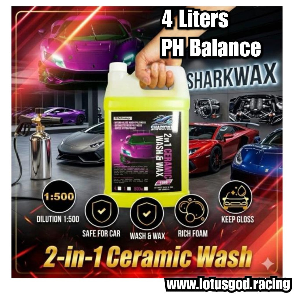 2 In 1 Ceramic Wash & Wax 4 Liter Thick Yellow Nano Tech Wash + Wax & Shine Car Wash Cleaner Ultra-Concentrated 1:500 Formula Foam Shampoo For Motorcycle Car Lorry Van Pick Up Etc 4000ml