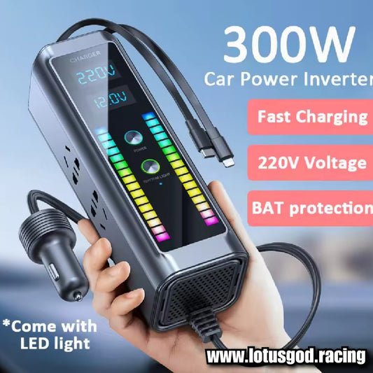 300w Cigarette Socket Power Inverter 4 in 1 220V Super Fast Charging USB Type C 12V | 24V Universal Multifunctional High Power Intelligent Car Invertor Converter Mobile Phone Charger