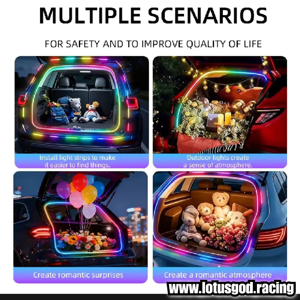 Universal 5V RGB IC 4 Meters Dream Neon Rgbic Strip Led Light Weatherproof Flexible Ribbon Tape With App Bluetooth Remote Control For Car Boot Trunk Home Decorations Etc