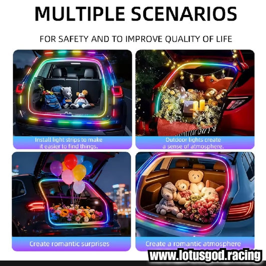 Universal 5V RGB IC 4 Meters Dream Neon Rgbic Strip Led Light Weatherproof Flexible Ribbon Tape With App Bluetooth Remote Control For Car Boot Trunk Home Decorations Etc