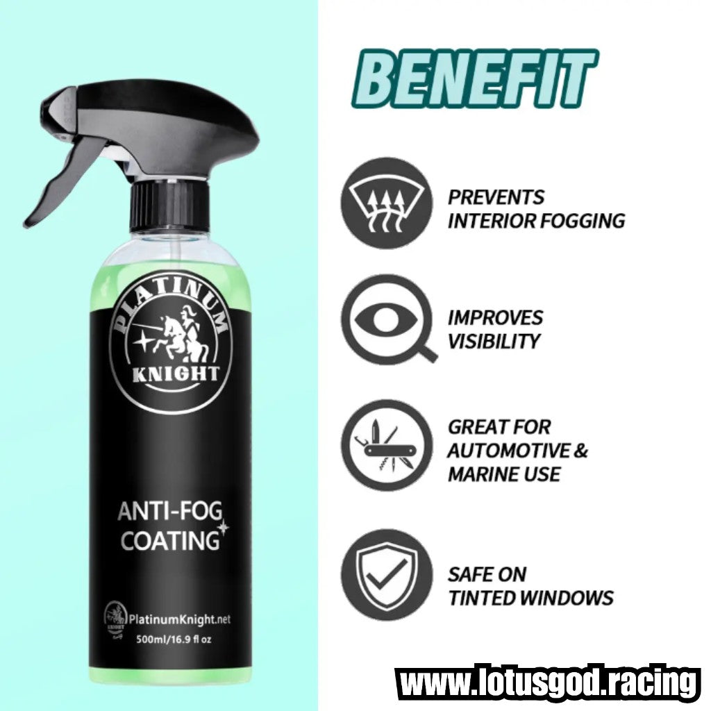 Premium Platinum Knight Anti Fog Coating Long Lasting Glass Window & Mirror Condensation Fogging Defogger 500ml