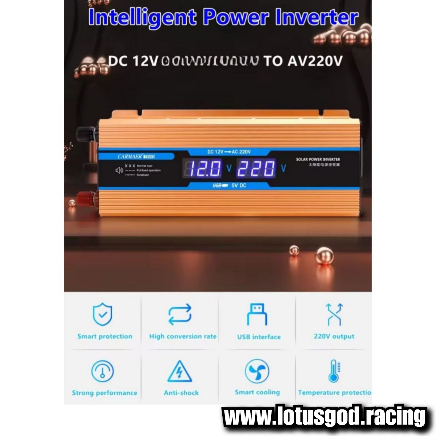 6000W Cigarette Socket Lighter + 12 Volt Cable Inverter 12V To 220V Plug Voltage Converter + USB | EU/UK/AU/Universal Socket Auto Car Accessories