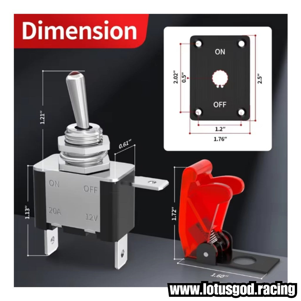 12V Racing Car Ignition 1 Flip Up Down On Off Red Led Switch Aluminum Control Panel For All Dashboard