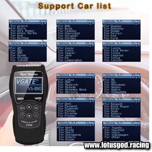 16 Pin Wire OBD 2 Engine Check Light 02 Sensor Obd2 Canbus Interface Scanner Plug And Play To Read Delete Clear & Read Codes Tester OBDII Dignostic Tool For Cars Etc Vs890