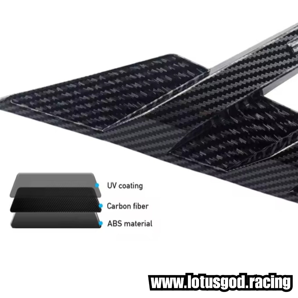 2 X New Universal Front Rear Car Windshield Side Spoiler Trim Side Vents  Window Louvers Exterior Bumper Lip Air Vent Trim Canards Splitter Fender 3 Fin Black | Carbon Fiber Print