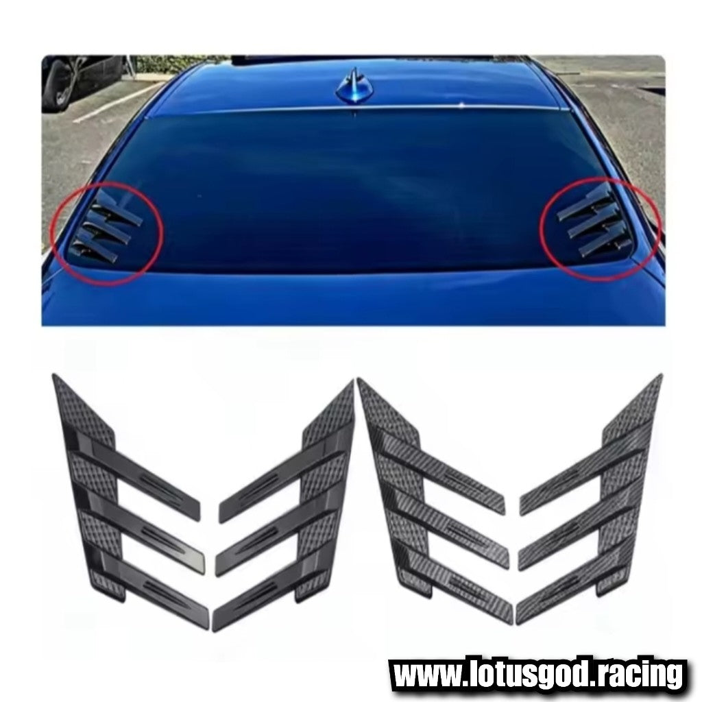 2 X New Universal Front Rear Car Windshield Side Spoiler Trim Side Vents  Window Louvers Exterior Bumper Lip Air Vent Trim Canards Splitter Fender 3 Fin Black | Carbon Fiber Print