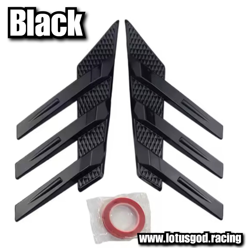 2 X New Universal Front Rear Car Windshield Side Spoiler Trim Side Vents  Window Louvers Exterior Bumper Lip Air Vent Trim Canards Splitter Fender 3 Fin Black | Carbon Fiber Print