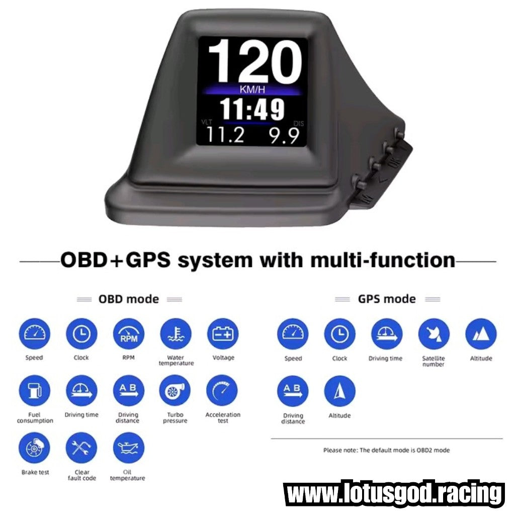 A Pillar OBD2 Digital Hud Vsd Car Dashboard Clock Volt Oil Water Temperature Rpm Turbo Display On Board Computer Speedometer OBD Diagnostic Clear Fault Tool Instrument Cluster Speed Meter
