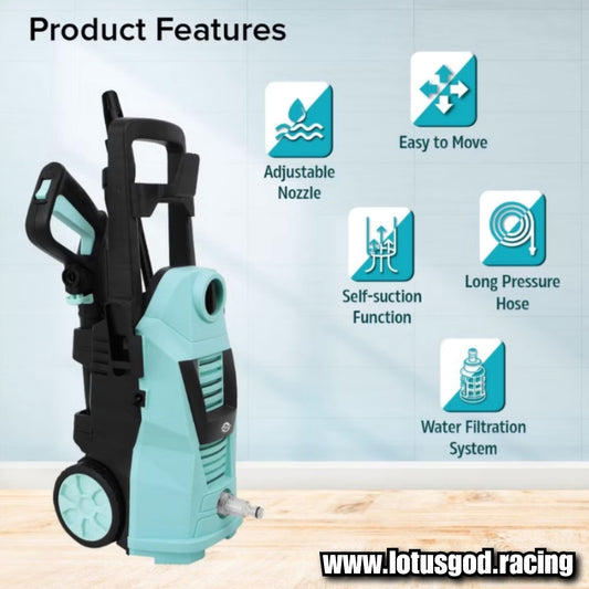 1400w Wired 140 Bar Tiffany Light Blue Booster Portable Water Jet High Pressure Wash Machine Spray Gun Cleaner Tool + Snow Foam Bottle Set